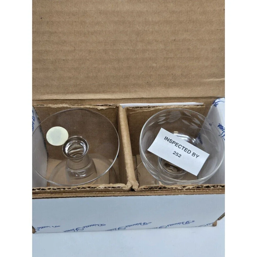 VINTAGE NOS PRINCESS HOUSE CRYSTAL CANDLESTICKS SET OF 2 WITH BOX #447 FLORAL